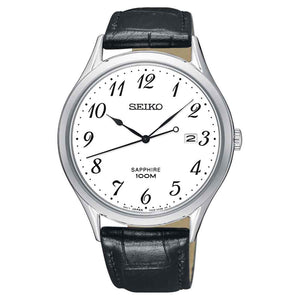 Orologio Seiko Classic bianco numeri arabi zaffiro uomo pelle SGEH75P1-2b Gioielli
