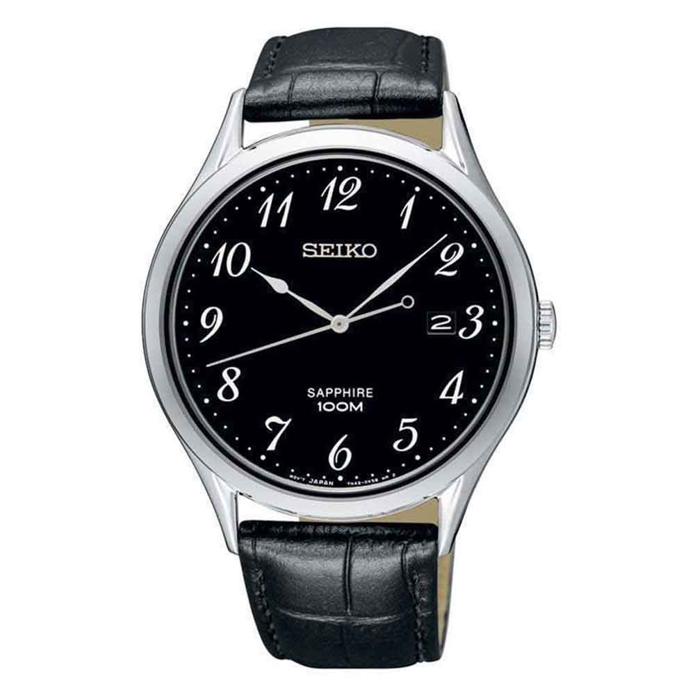 Orologio Seiko Classic nero numeri arabi zaffiro uomo pelle SGEH77P1-2b Gioielli