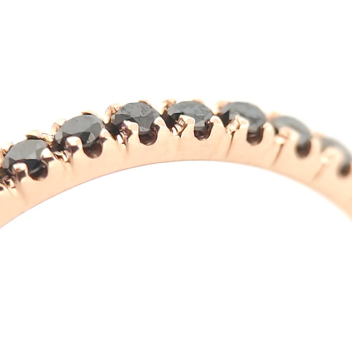 Anello veretta Eternity oro rosa 18kt Diamanti neri 0,48 Ct-2b Gioielli