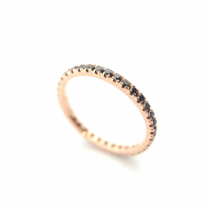 Anello veretta Eternity oro rosa 18kt Diamanti neri 0,48 Ct-2b Gioielli