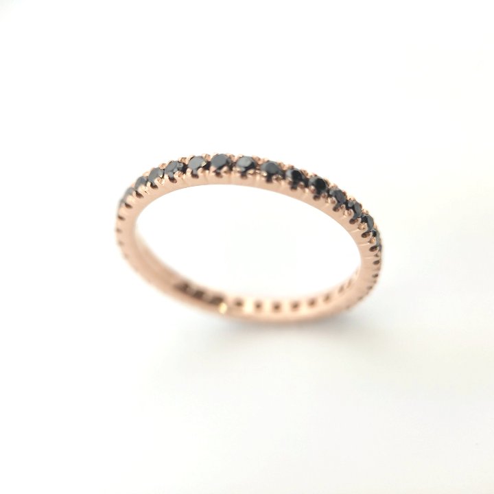 Anello veretta Eternity oro rosa 18kt Diamanti neri 0,48 Ct-2b Gioielli