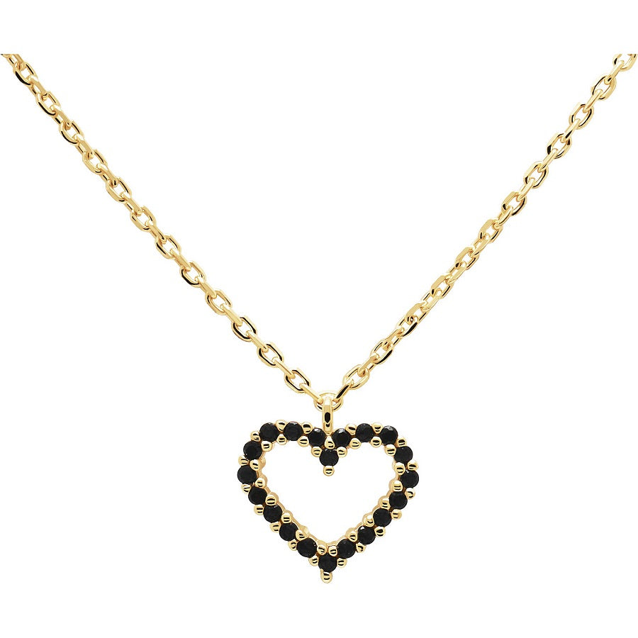 Collana PdPaola Ultra Basic CO01-221-U Black Heart argento 925 placcato oro 18 K-2b Gioielli