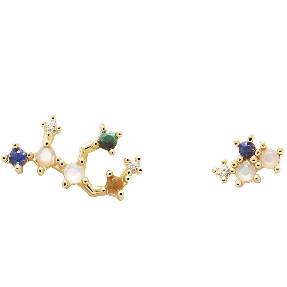 Orecchini PdPaola AR01-409-U Zodiac Constellations Vergine argento placcato oro 18 K-2b Gioielli