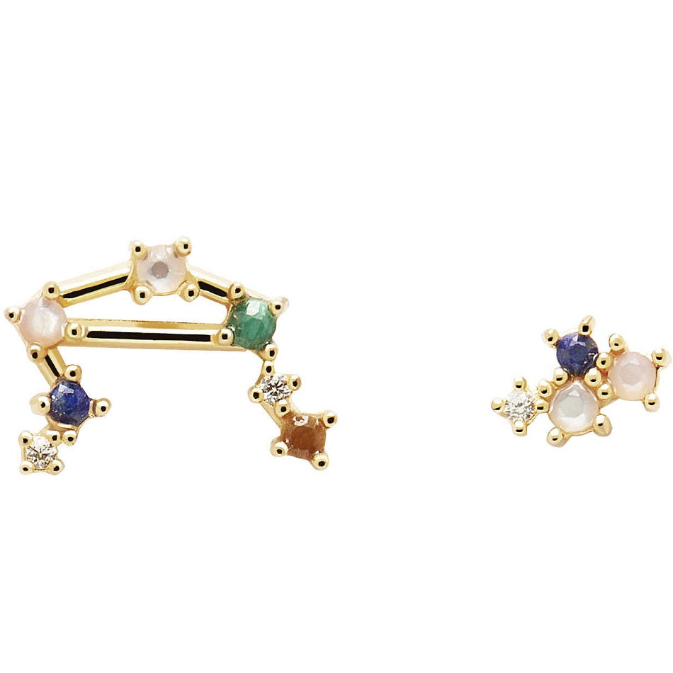 Orecchini PdPaola AR01-410-U Zodiac Constellations Bilancia argento placcato oro 18 K-2b Gioielli