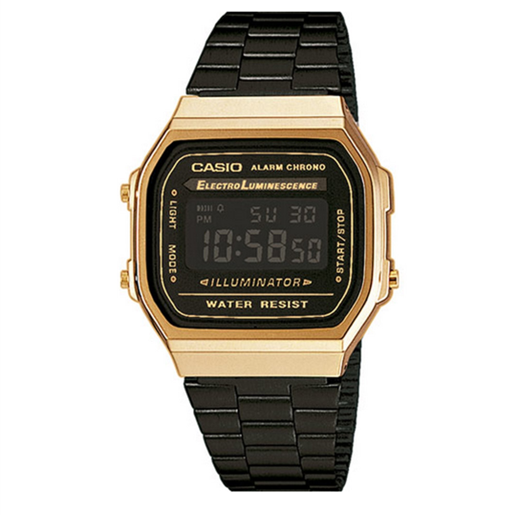 2b watch gold Casio A168WEGB-1BEF black Vintage men\'s 36mm Gioielli -